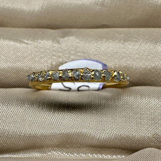 Winzige rohe Diamanten Ring, Gold, Grösse 55