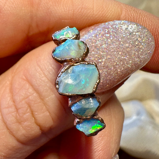 Australischer Opal Ring, Solides Kupfer Grösse 62