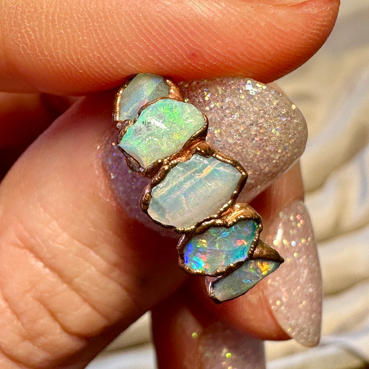 Australischer Opal Ring, Solides Kupfer Grösse 54.5