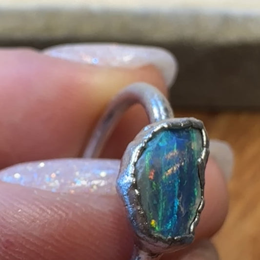 Australischer Opal Ring, Silber Grösse 50